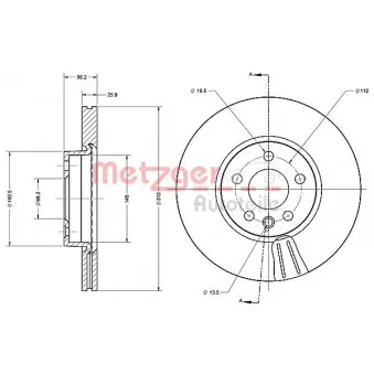 Jeu de 2 disques de frein avant METZGER 6110379