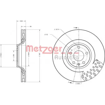 Jeu de 2 disques de frein avant METZGER 6110381