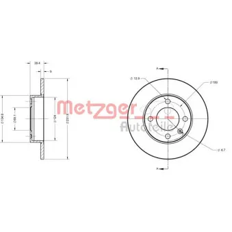 Jeu de 2 disques de frein arrière METZGER 6110390