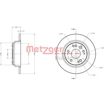 Jeu de 2 disques de frein arrière METZGER 6110392