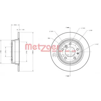 Jeu de 2 disques de frein arrière METZGER 6110447