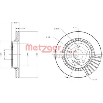 Jeu de 2 disques de frein arrière METZGER 6110576