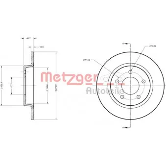 Jeu de 2 disques de frein arrière METZGER 6110581