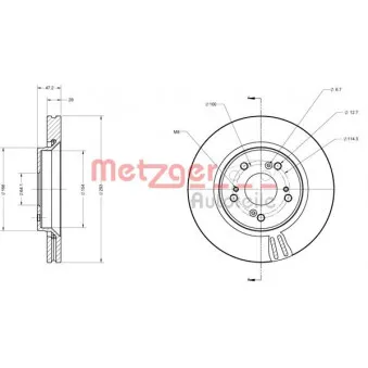 Jeu de 2 disques de frein avant METZGER 6110584