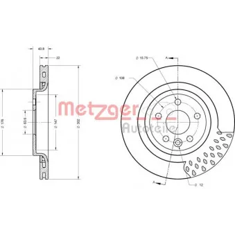 Jeu de 2 disques de frein arrière METZGER 6110590