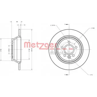 Jeu de 2 disques de frein arrière METZGER 6110615