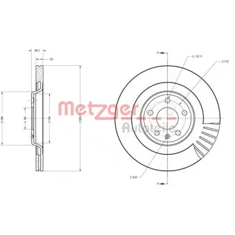 Jeu de 2 disques de frein arrière METZGER 6110616