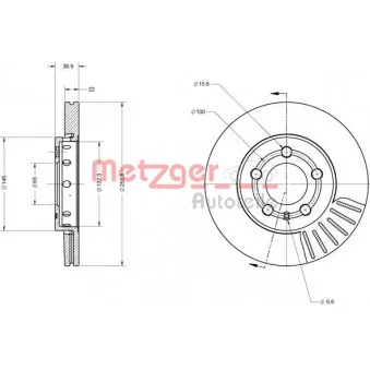 Jeu de 2 disques de frein avant METZGER 6110627