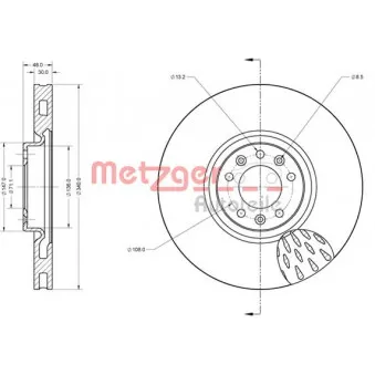 Jeu de 2 disques de frein avant METZGER 6110628