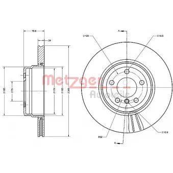 Jeu de 2 disques de frein arrière METZGER 6110632