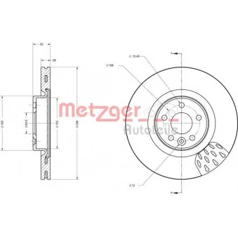 Jeu de 2 disques de frein avant METZGER 6110659