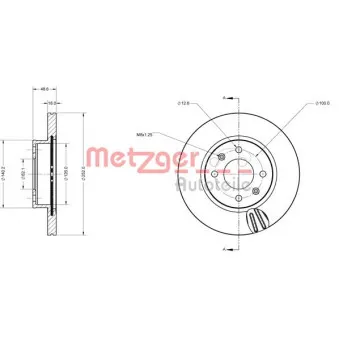 Jeu de 2 disques de frein avant METZGER 6110666