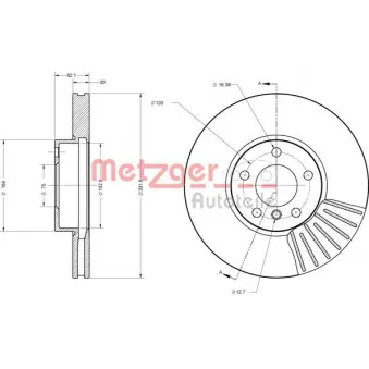 Jeu de 2 disques de frein avant METZGER 6110671