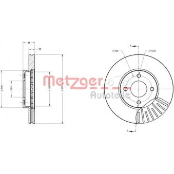 Jeu de 2 disques de frein avant METZGER 6110680