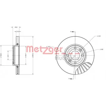 Jeu de 2 disques de frein avant METZGER 6110681