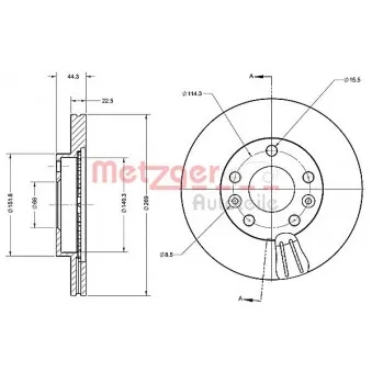 Jeu de 2 disques de frein avant METZGER 6110683