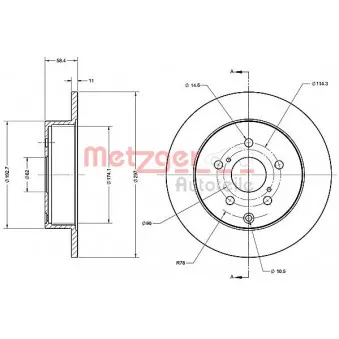 Jeu de 2 disques de frein arrière METZGER 6110700