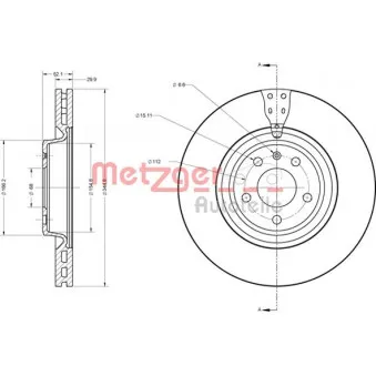 Jeu de 2 disques de frein avant METZGER 6110717