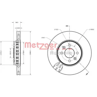 Jeu de 2 disques de frein avant METZGER 6110729