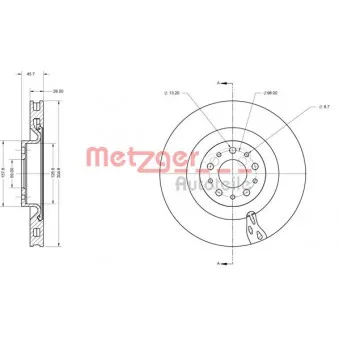 Jeu de 2 disques de frein avant METZGER 6110752