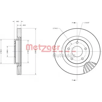 Jeu de 2 disques de frein avant METZGER 6110753