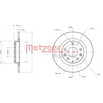 Jeu de 2 disques de frein arrière METZGER 6110756