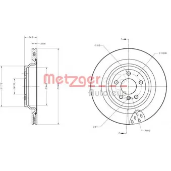 Jeu de 2 disques de frein arrière METZGER 6110758