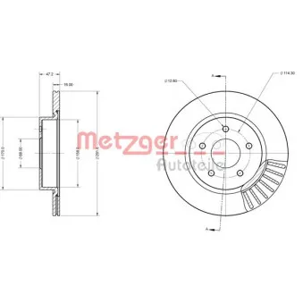 Jeu de 2 disques de frein arrière METZGER 6110759