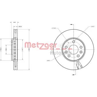 Jeu de 2 disques de frein avant METZGER 6110760