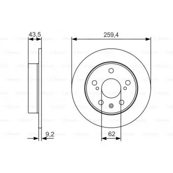 Jeu de 2 disques de frein arrière BOSCH 0 986 479 C44