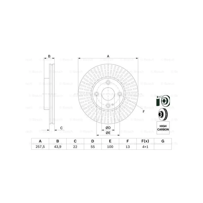 Jeu de 2 disques de frein avant BOSCH 0 986 479 E56