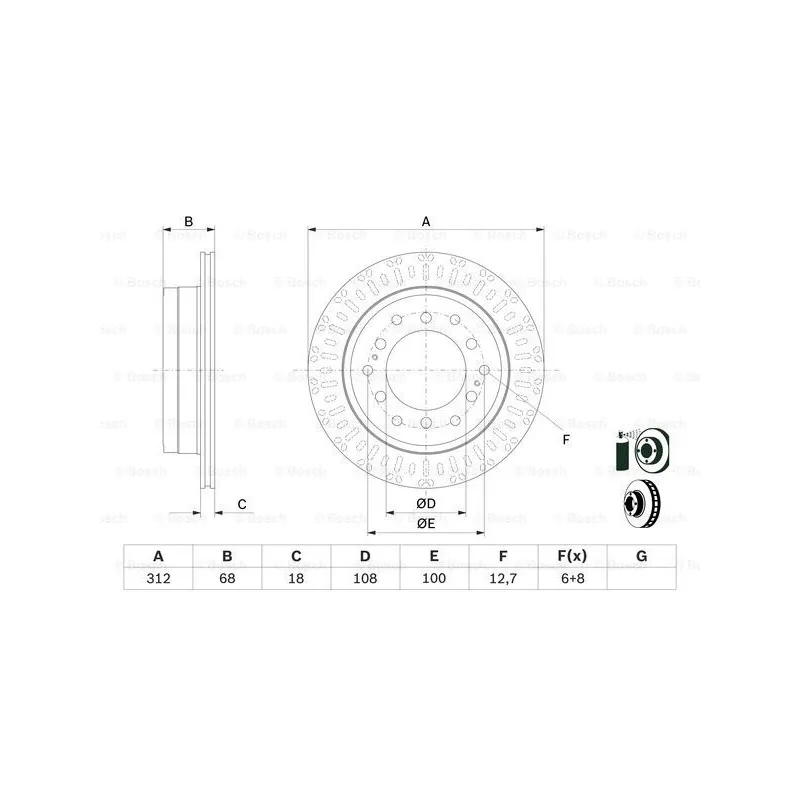 Jeu de 2 disques de frein avant BOSCH 0 986 479 F07