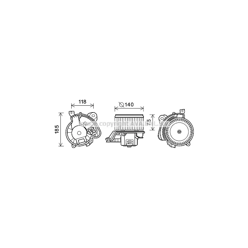 Moteur électrique, pulseur d'air habitacle AVA QUALITY COOLING AL8135