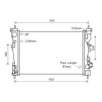 Radiateur, refroidissement du moteur AVA QUALITY COOLING ALA2119