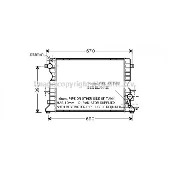 Radiateur, refroidissement du moteur AVA QUALITY COOLING AU2184