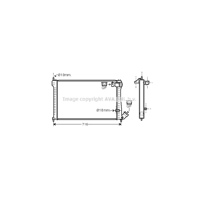 Radiateur, refroidissement du moteur AVA QUALITY COOLING CN2102