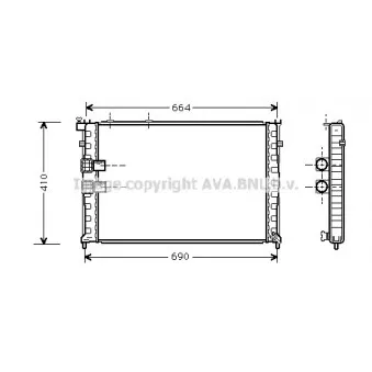 Radiateur, refroidissement du moteur AVA QUALITY COOLING CN2132