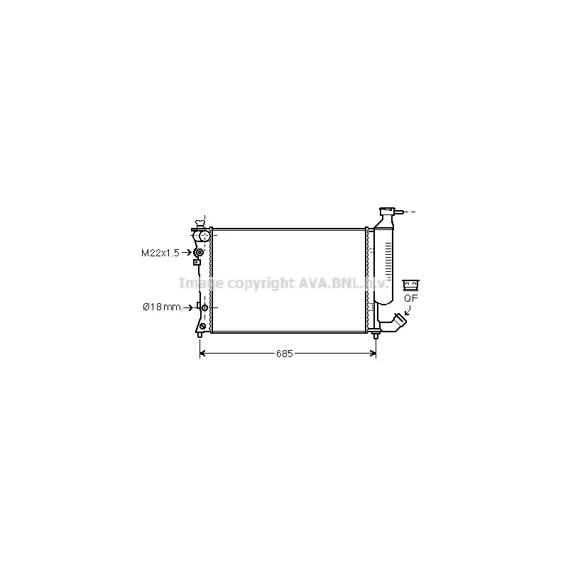 Radiateur, refroidissement du moteur AVA QUALITY COOLING CN2156