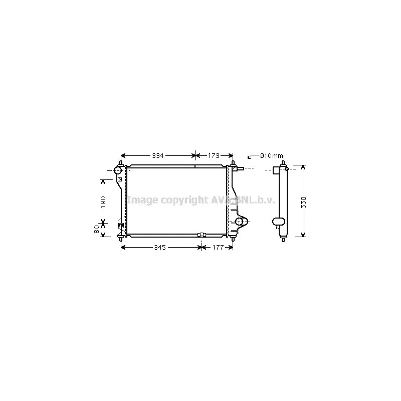 Radiateur, refroidissement du moteur AVA QUALITY COOLING DW2075