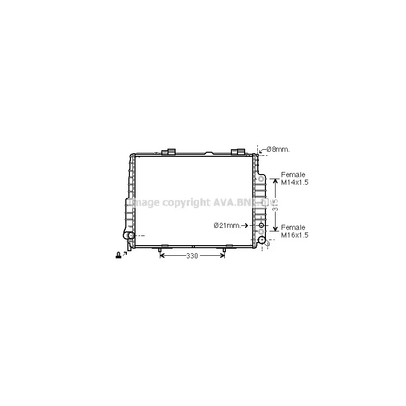 Radiateur, refroidissement du moteur AVA QUALITY COOLING MS2304