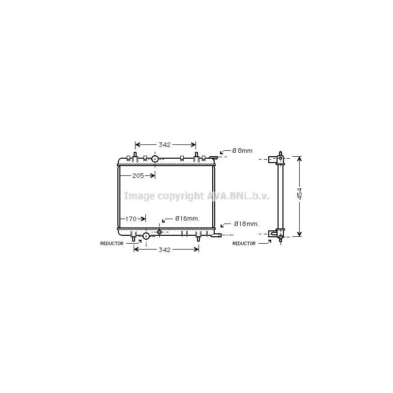 Radiateur, refroidissement du moteur AVA QUALITY COOLING PE2223