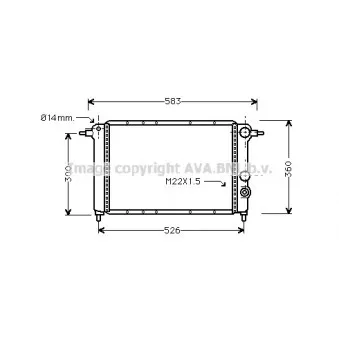 Radiateur, refroidissement du moteur AVA QUALITY COOLING RT2065