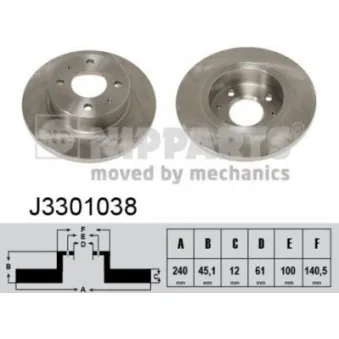 Jeu de 2 disques de frein avant NIPPARTS J3301038