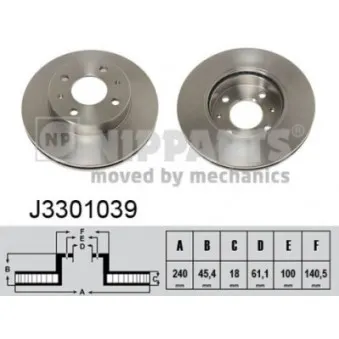 Jeu de 2 disques de frein avant NIPPARTS J3301039