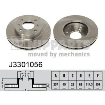 Jeu de 2 disques de frein avant NIPPARTS J3301056