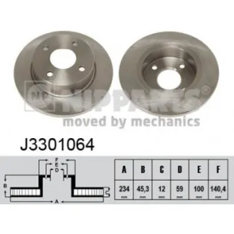 Jeu de 2 disques de frein avant NIPPARTS J3301064