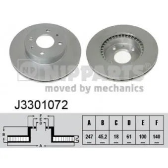 Jeu de 2 disques de frein avant NIPPARTS J3301072