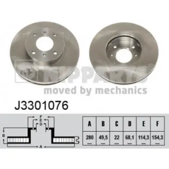 Jeu de 2 disques de frein avant NIPPARTS J3301076