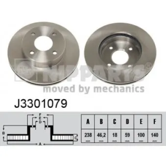 Jeu de 2 disques de frein avant NIPPARTS J3301079