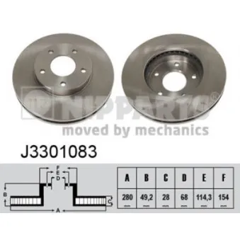 Jeu de 2 disques de frein avant NIPPARTS J3301083